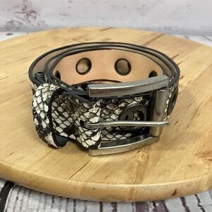 Brave 1992 Leather Snake Embossed Grommet Belt Womens XL Made In Canada